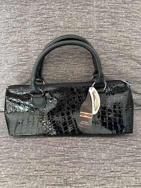 Primeware Black Croc Insulated Wine Clutch Shoulder Purse w Corkscrew NWT